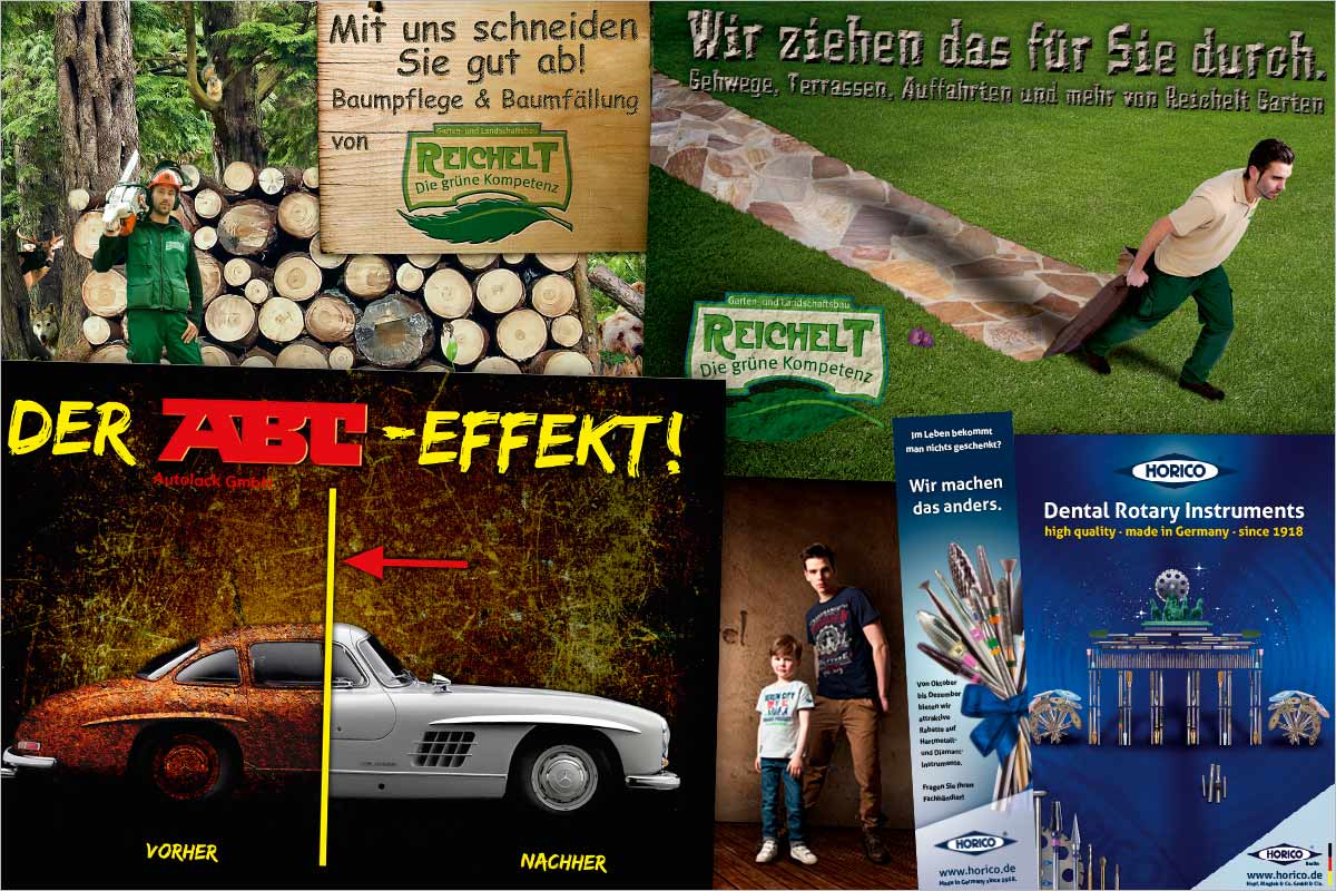 Bildcollagen der Werbeagentur für Reutlingen + Tübingen